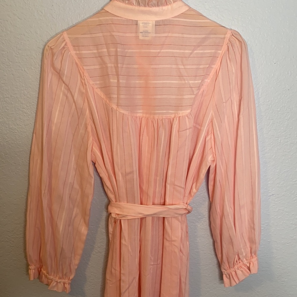 Vintage pale pink ruffle neck dress semi shear - Picture 6 of 11